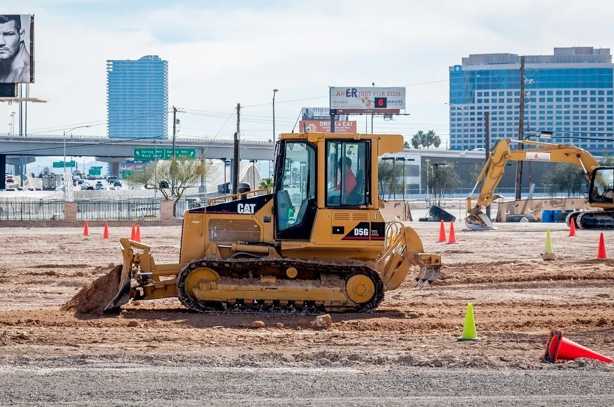 Driving a bulldozer in Las Vegas