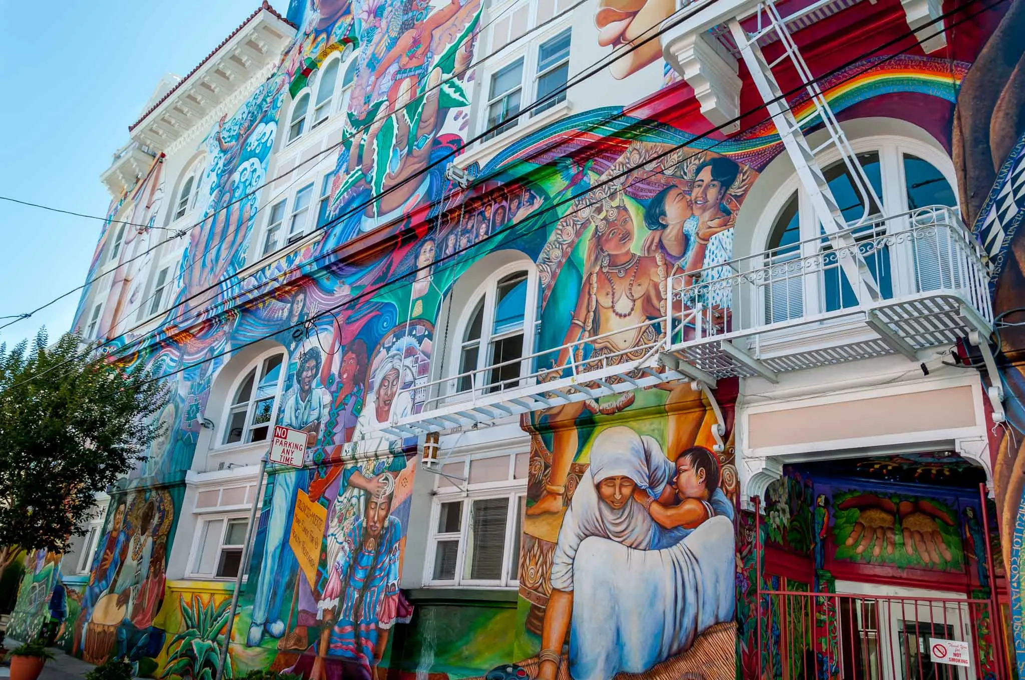 The Women's Building in San Francisco Mission District covered with murals