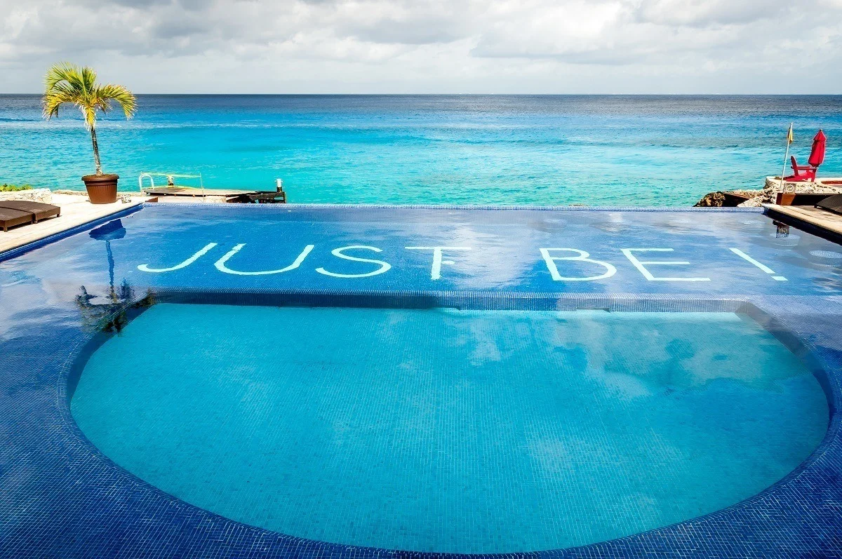 "Just Be!" at the Hotel B Cozumel pool infinity pool