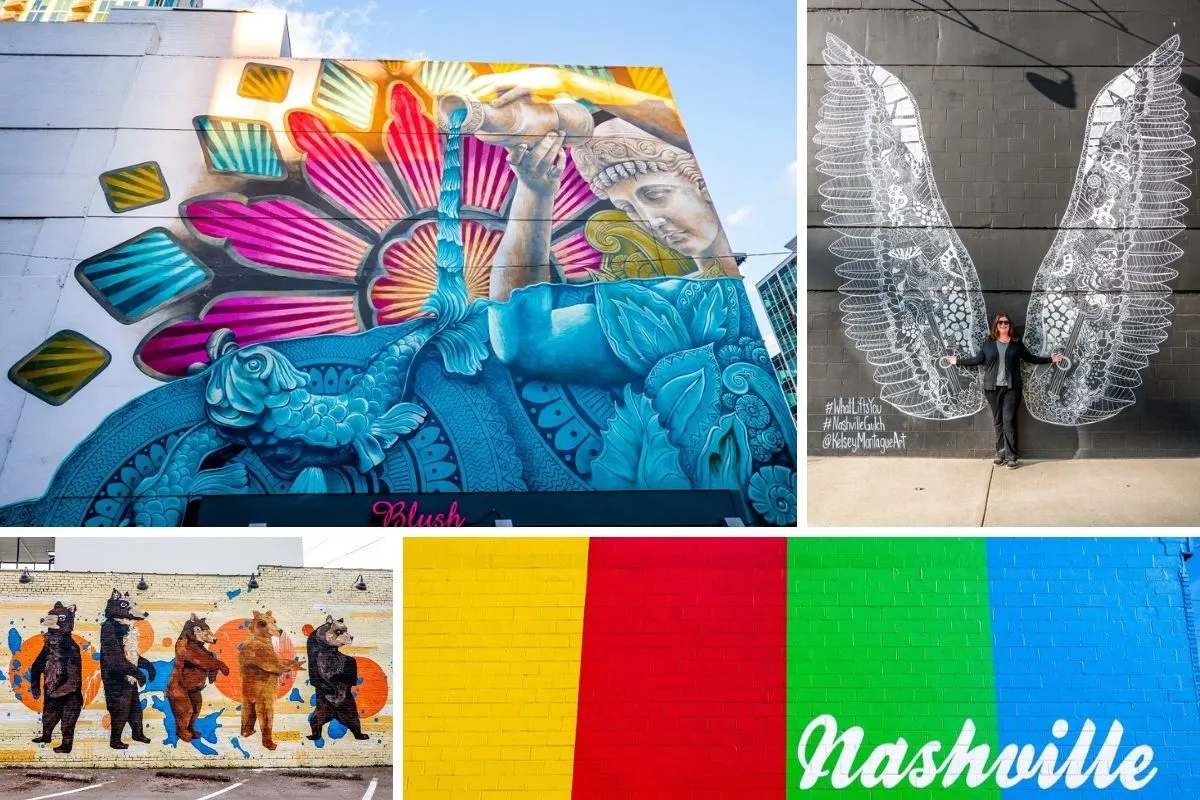 Collage of colorful street art murals 