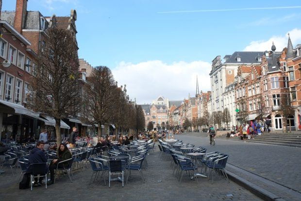 The Oude Market (Old Market) in Louven, Belgium.