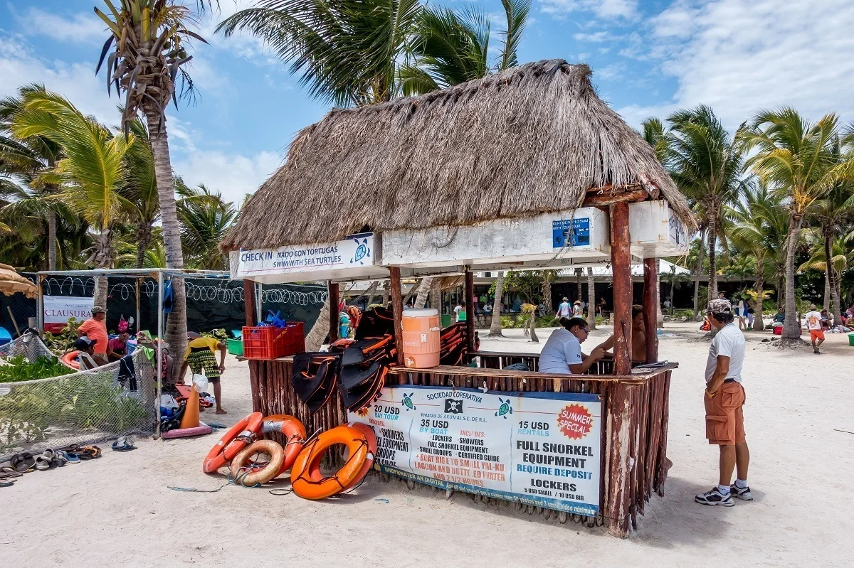 Beach hut for renting snorkel gear or life jackets