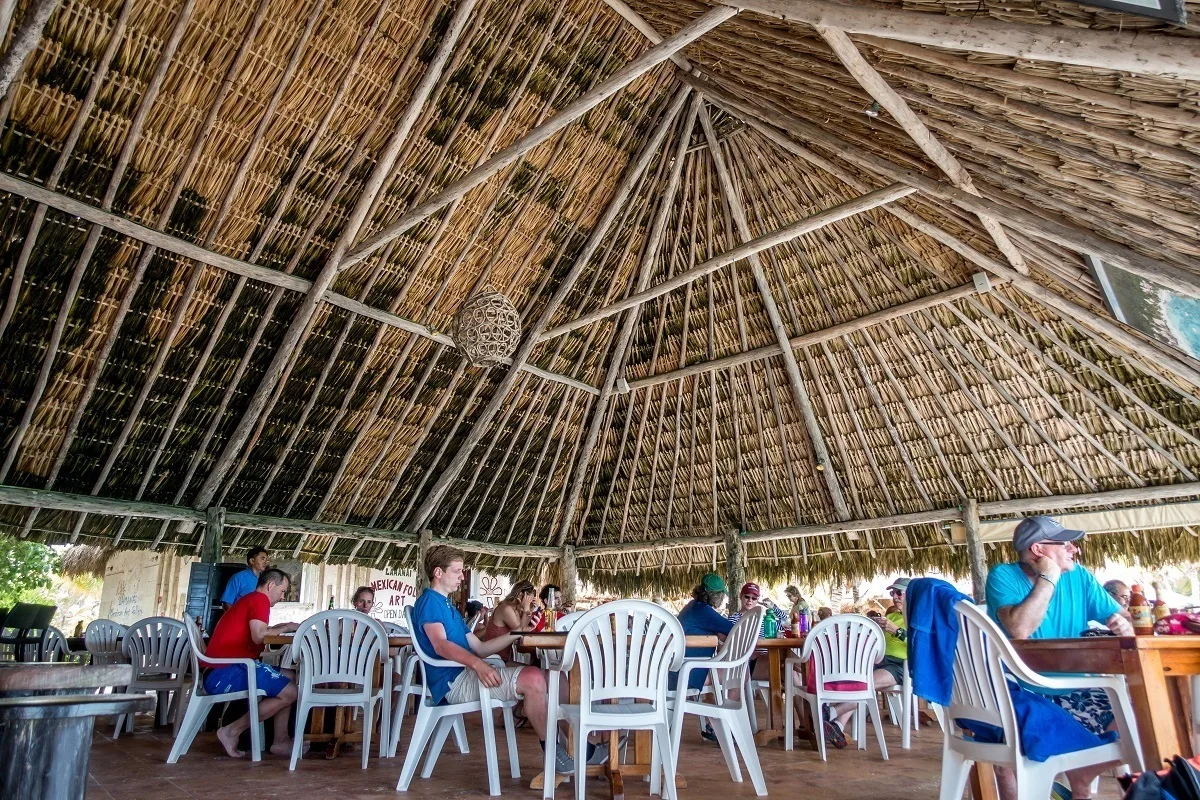Open air restaurant with thatched roof