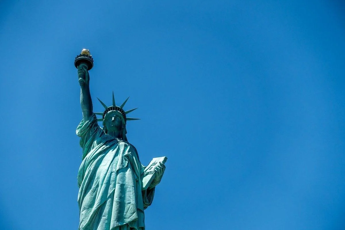 Closeup of The Statue of Liberty on Liberty Island
