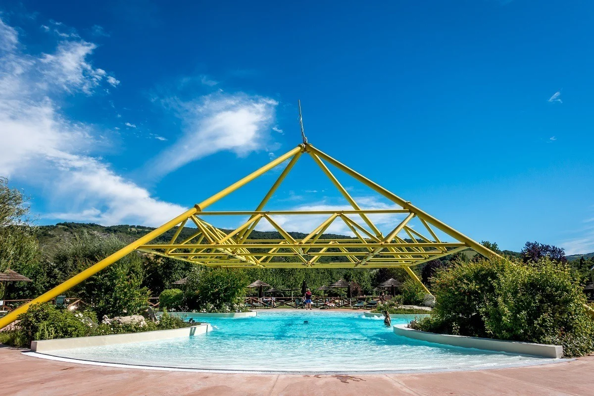 Pool with a pyramid built over it