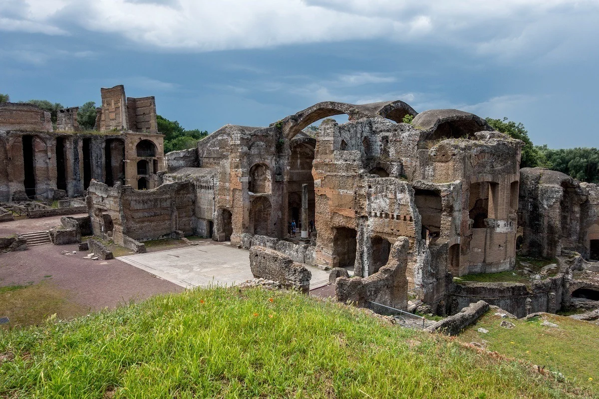 Stone ruins of the bath complexes at Hadrian's Villa in Tivoli Italy