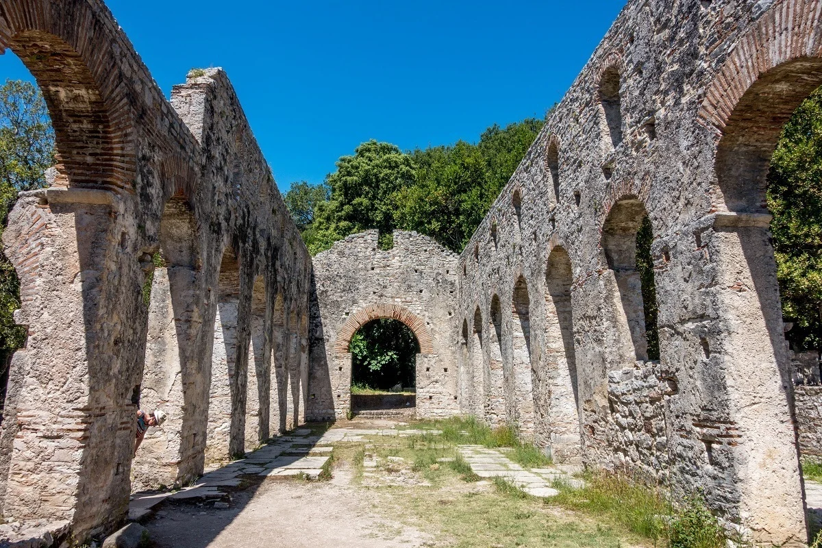 Stone arch ruins of the early Christian basilica at Butrint