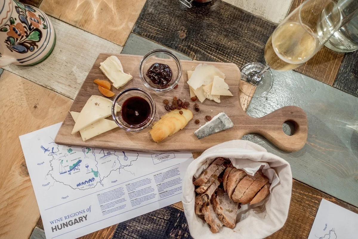 Hungarian cheeses and wines at Taste Hungary's Tasting Table in Budapest