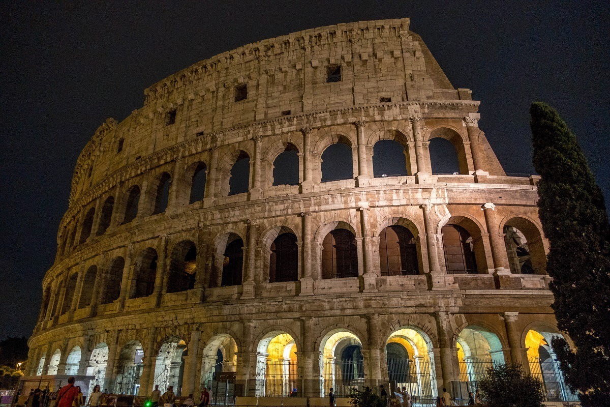 Colosseum at night lit up