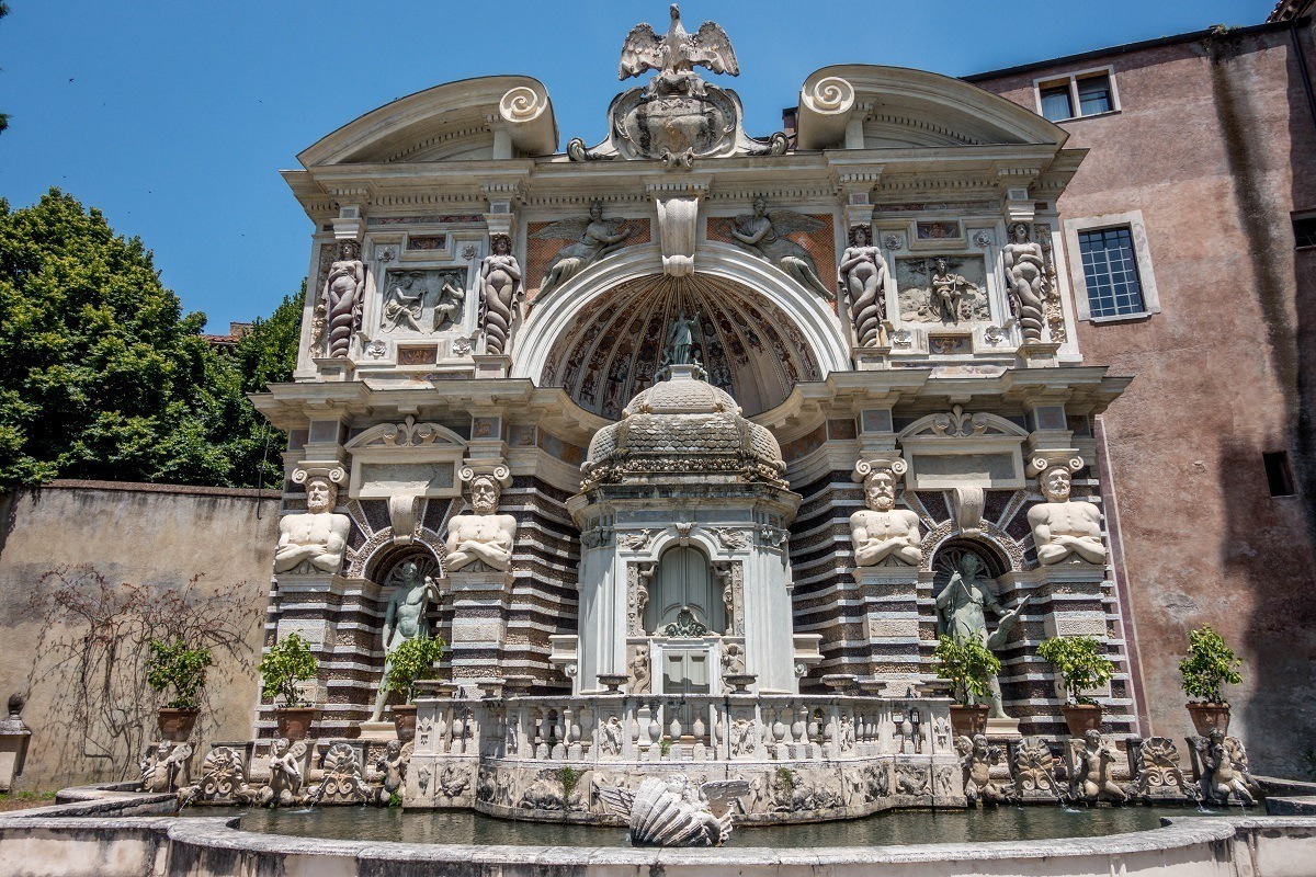 Ornate fountain with carved figures, the Fountain of the Organ