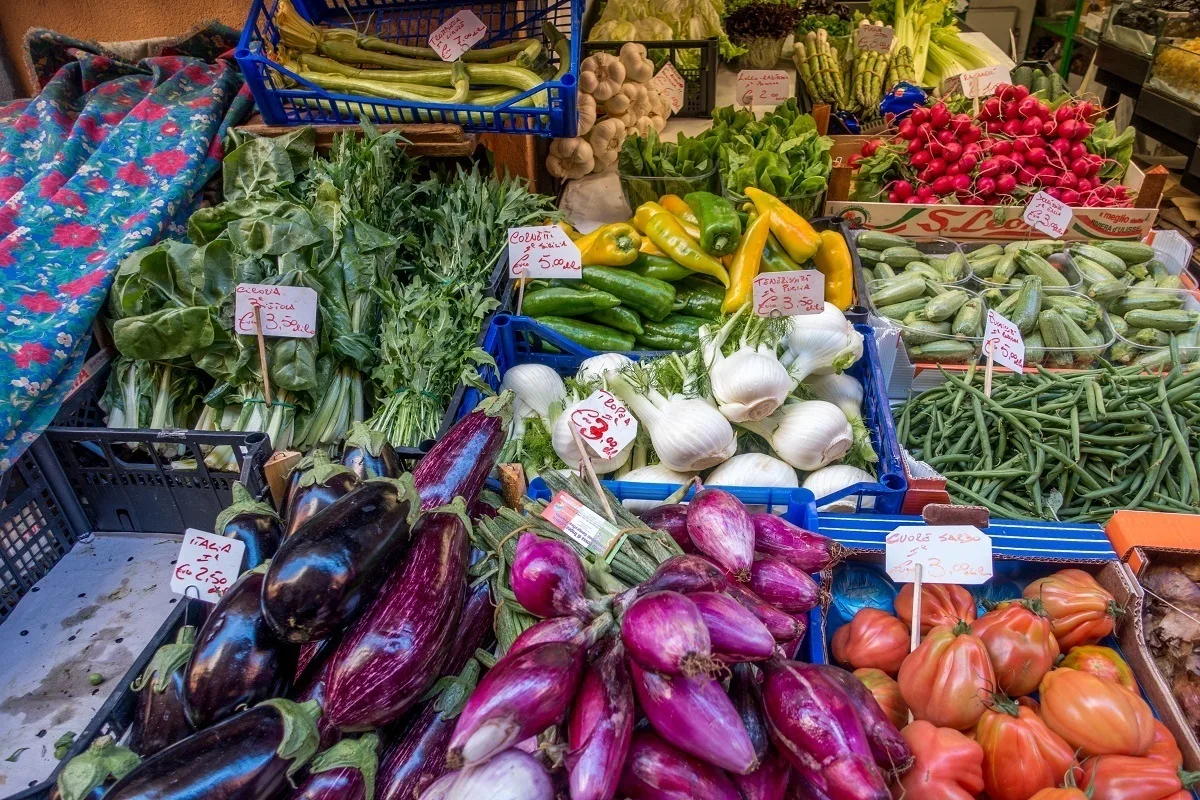 Vegetables for sale at a Bologna market