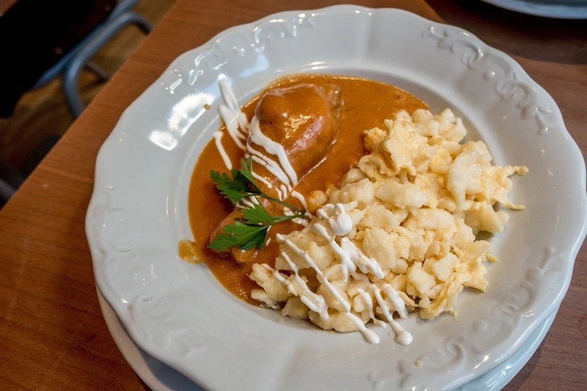 Chicken paprikash in Budapest