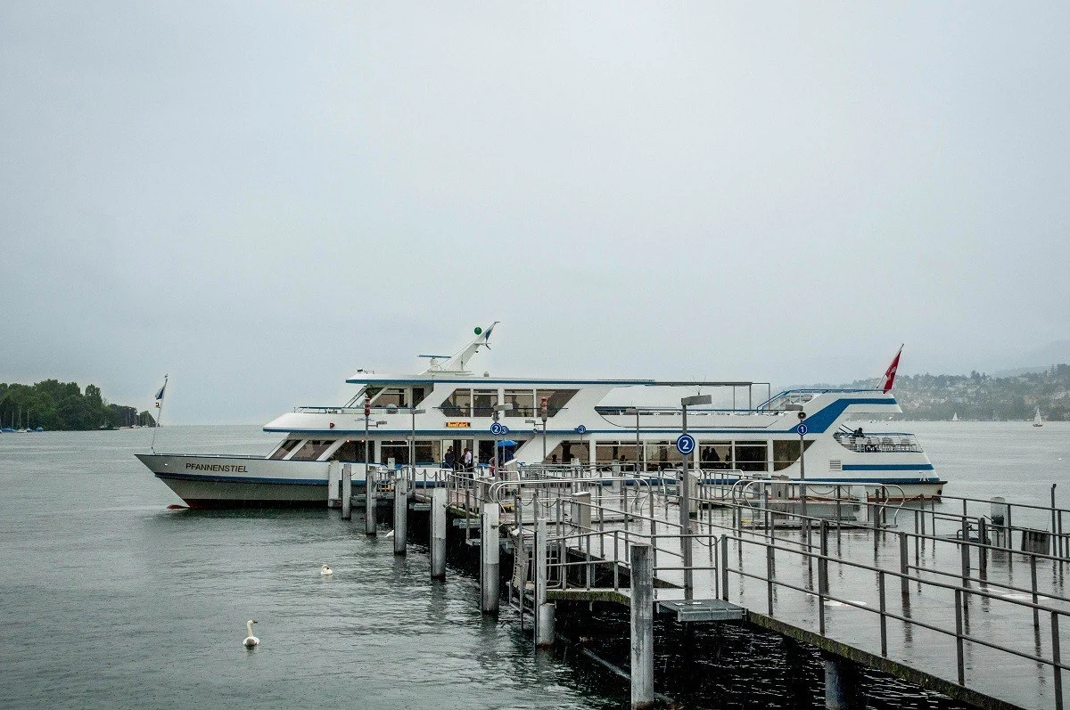 The cruise boats on Lake Zurich take visitors for mountain views