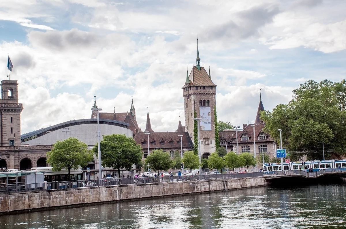 The Limmat River and the Zurich train station