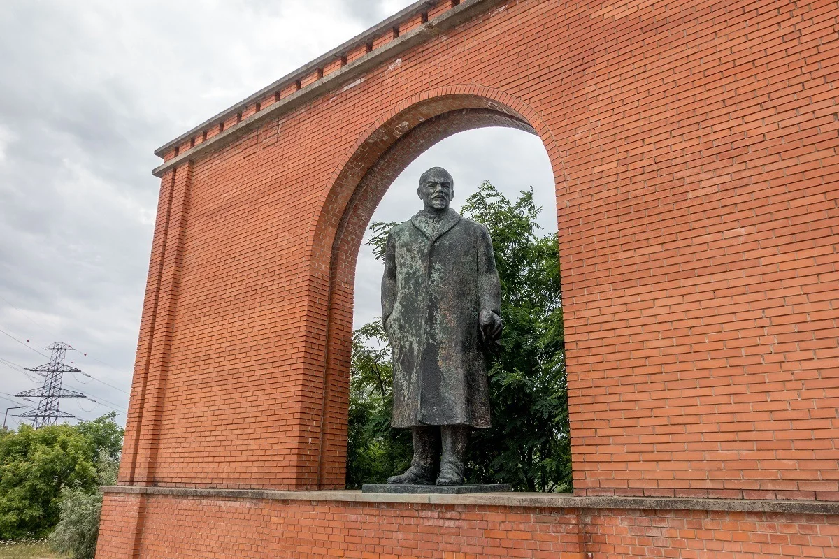 A statue of Vladimir Lenin welcomes visitors to Budapest's Memento Park