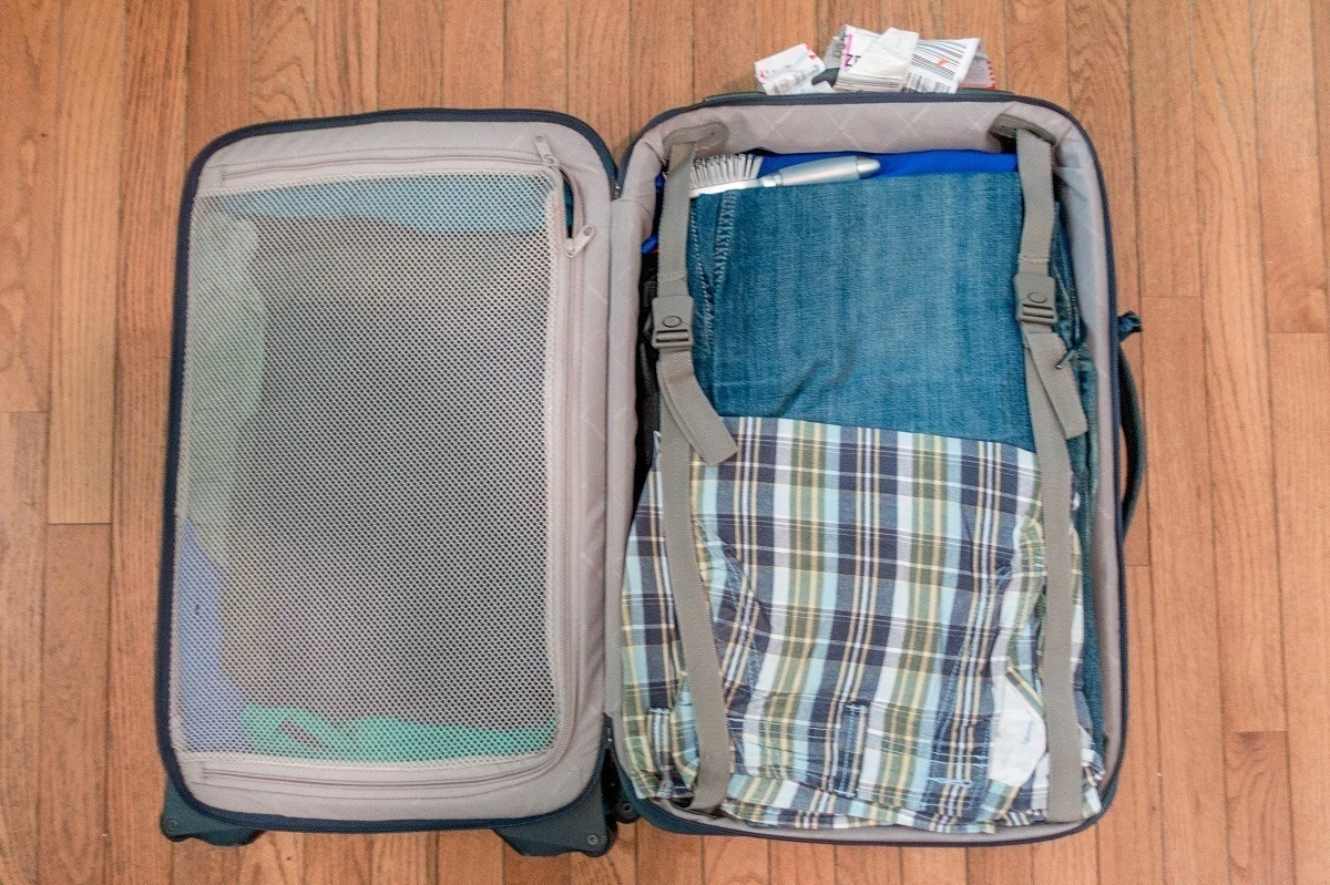 A photo of a packed suitcase to prove its contents for a Passenger Property Questionnaire (PPQ)