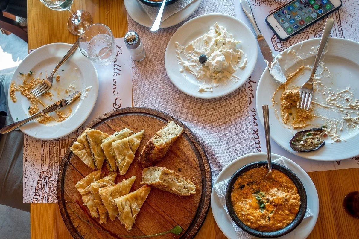 Plates of Albanian food
