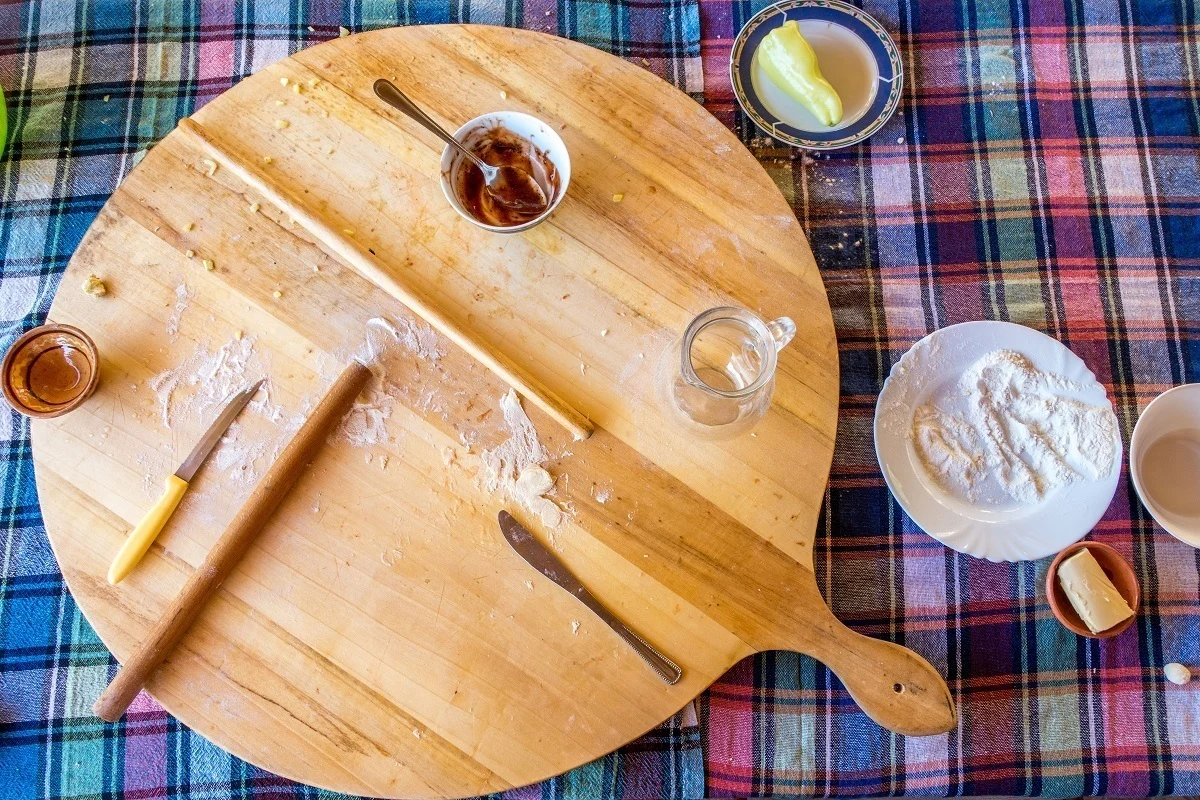 The tools of the trade for rolling dough in Macedonian cooking