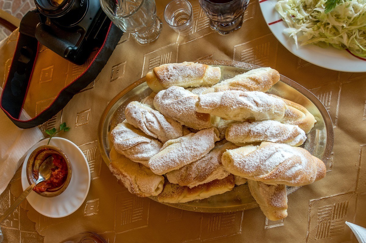 The sweet doughy roll-ups called Kifli made in our Lake Ohrid cooking class at Risto's