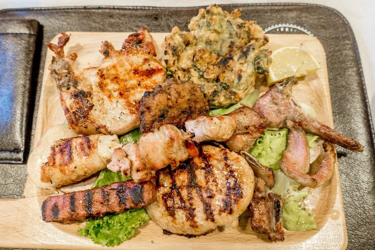 Grilled meat on a serving board