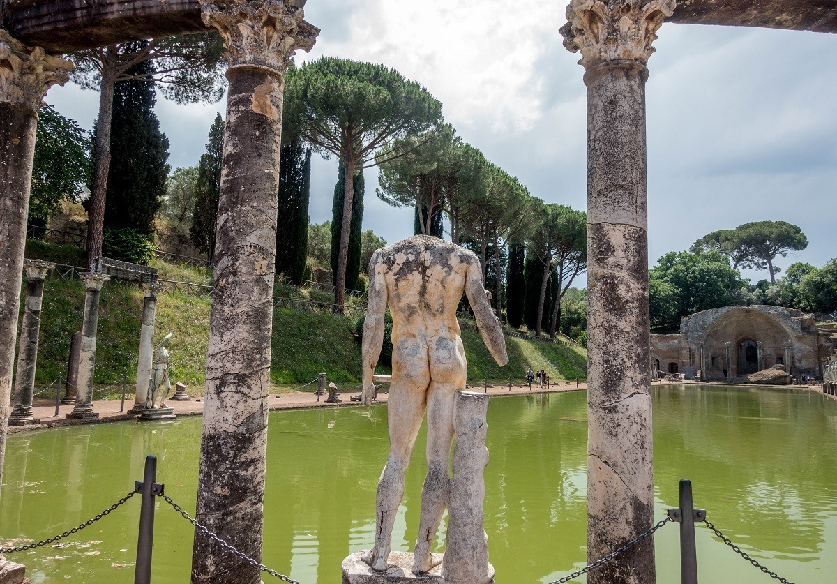 The Canopus pool at Hadrian's Villa, a 2nd century UNESCO site just outside of Rome, Italy