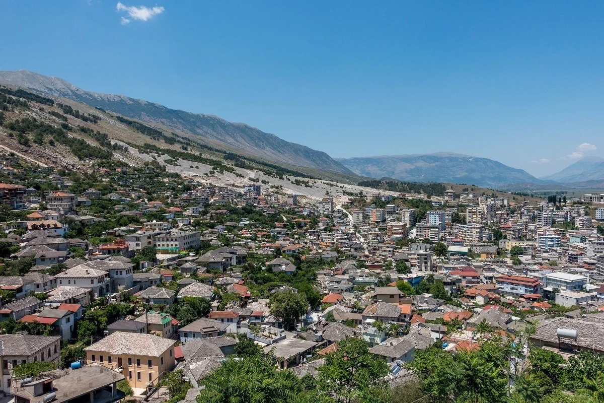 Overlooking the UNESCO city of Gjirokastra, Albania