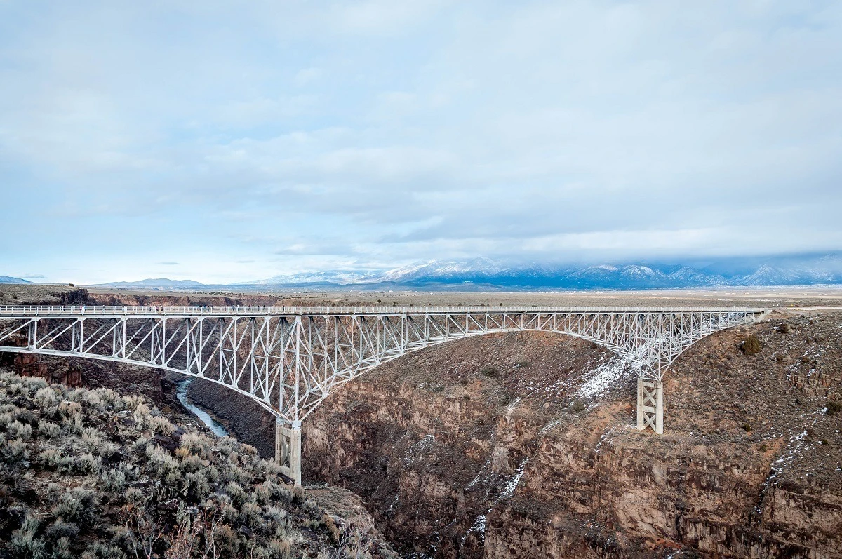 White Rio Grande Gorge Bridge in Taos, New Mexico.