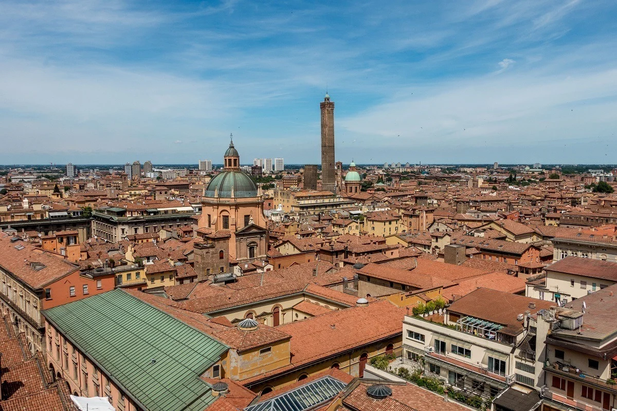 Overlooking the roofs of Bologna, Italy