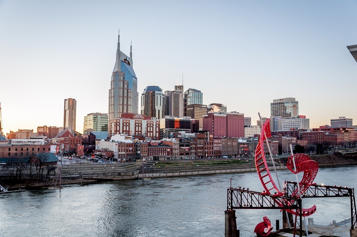 Skyline of Nashville and the Cumberland River