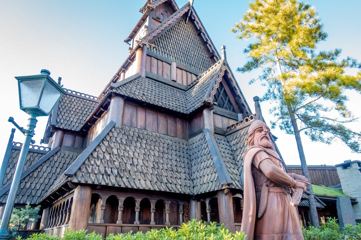Norway pavilion and Viking statue at Epcot