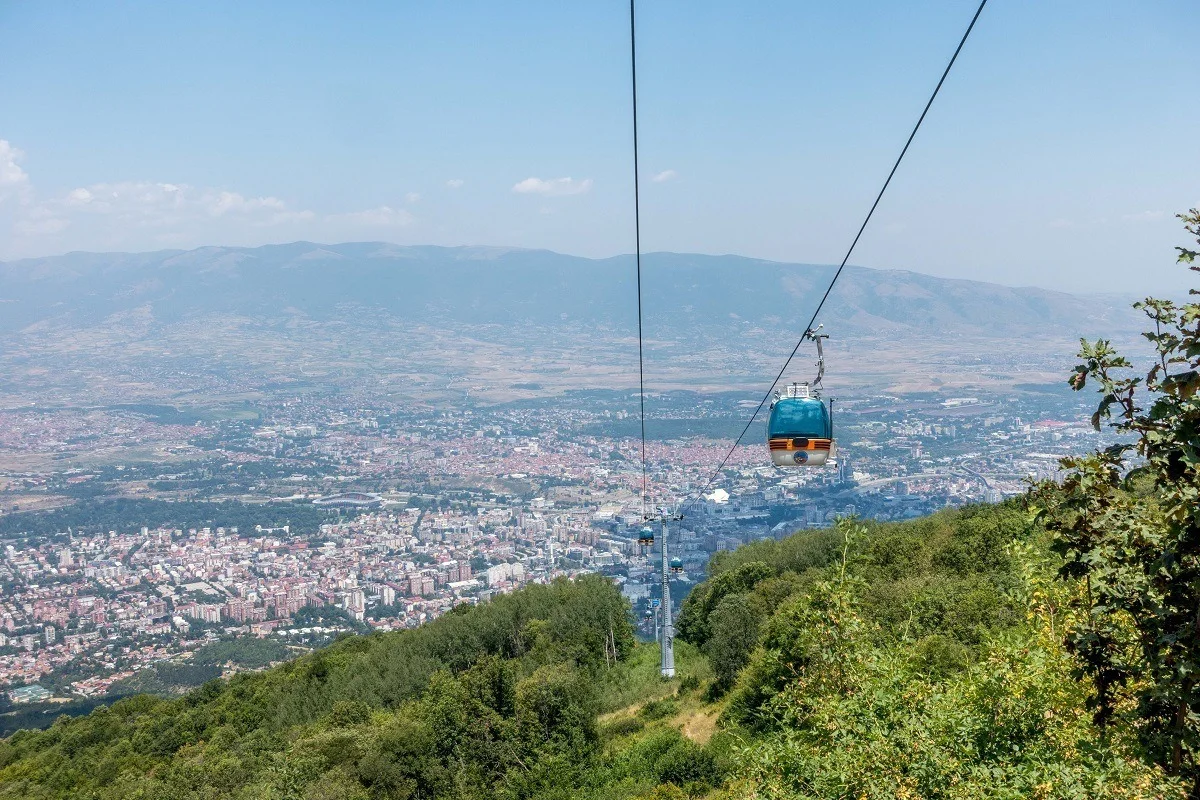 Cable car above a mountain