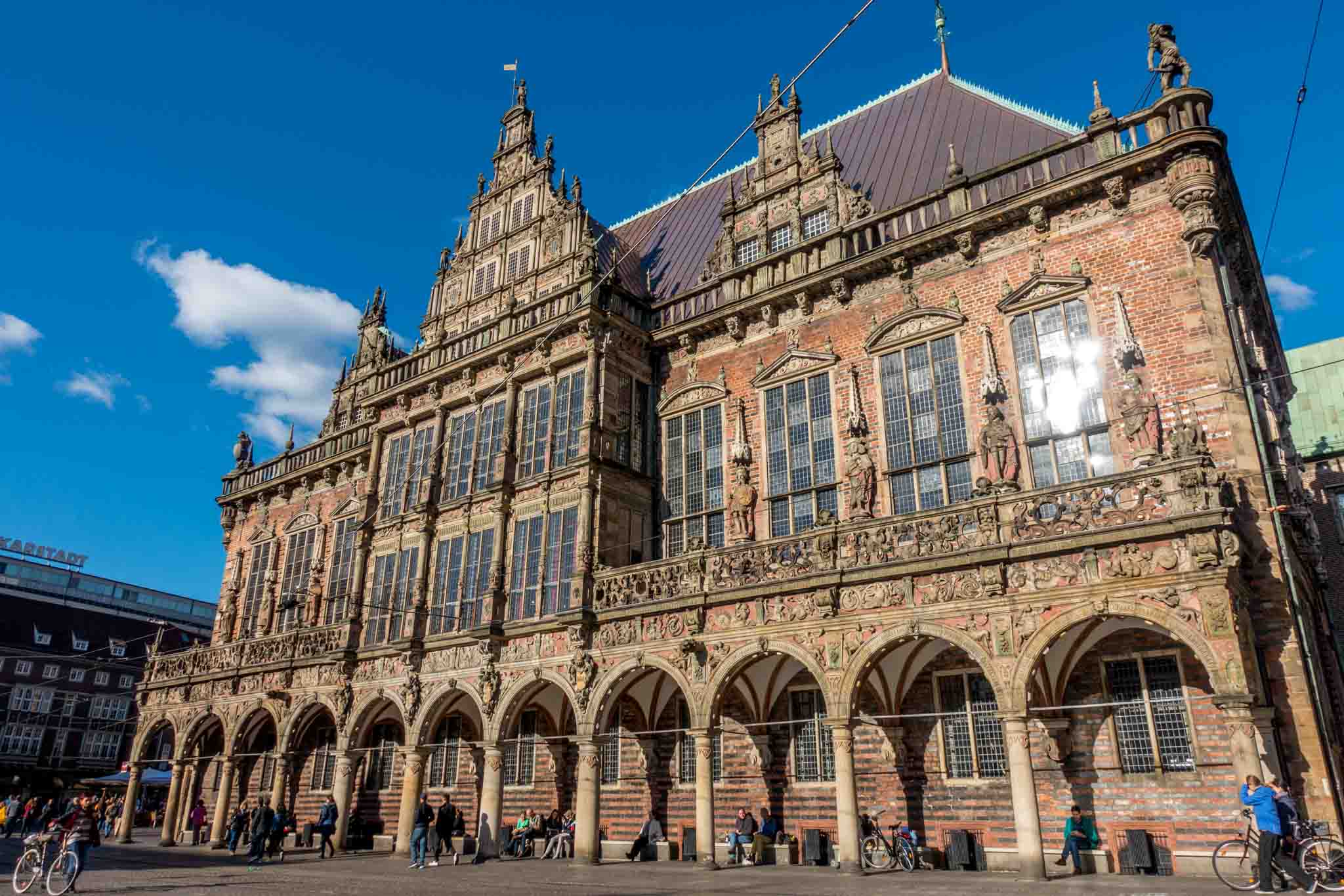 Building with numerous windows and arches, the Bremen Town Hall