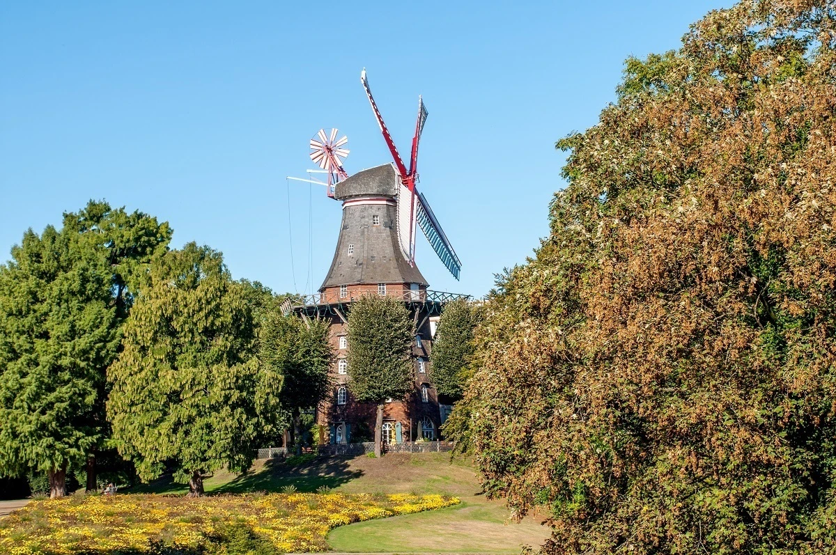 Windmill surrounded by trees