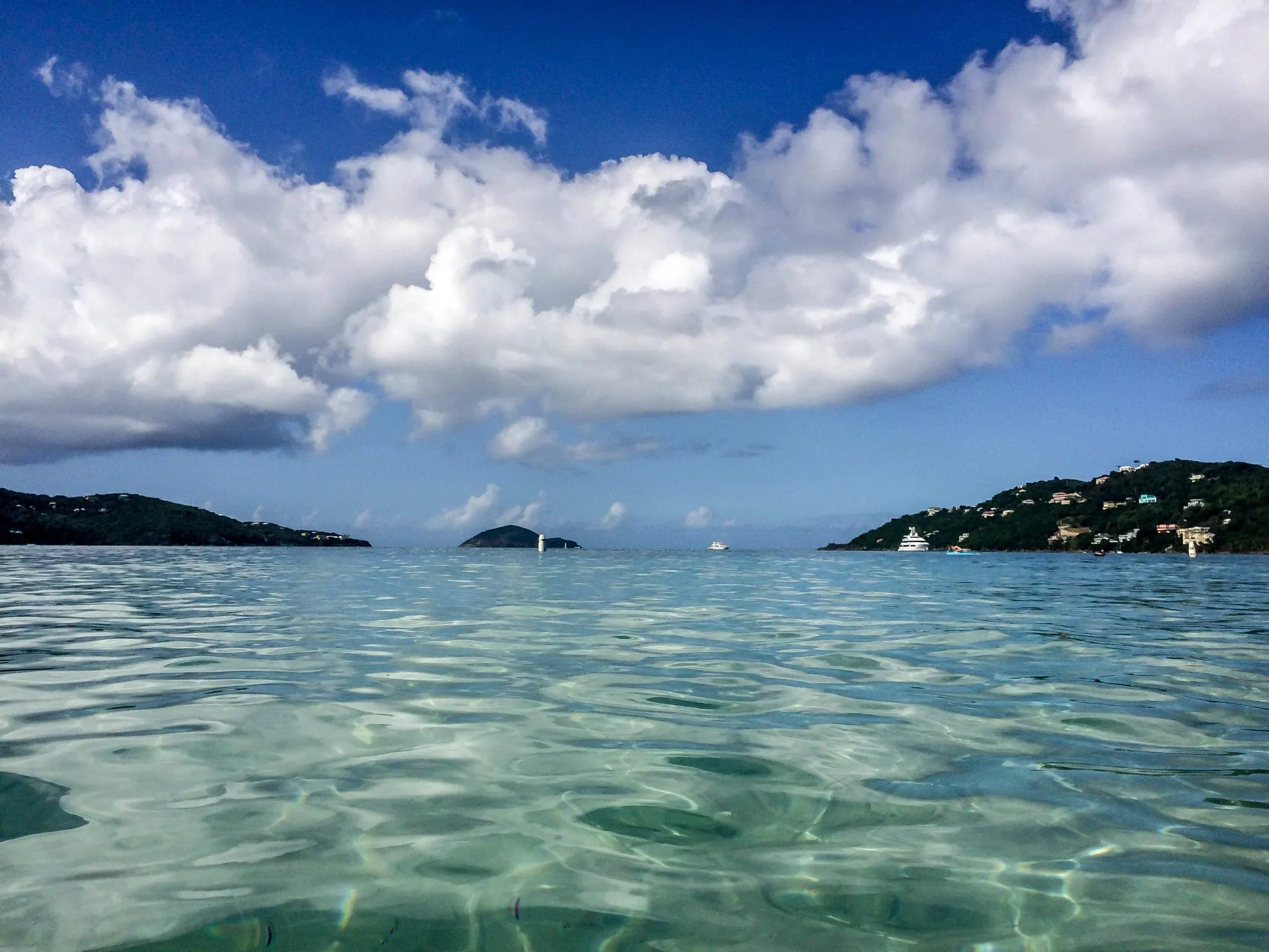 View of ocean with islands in distance