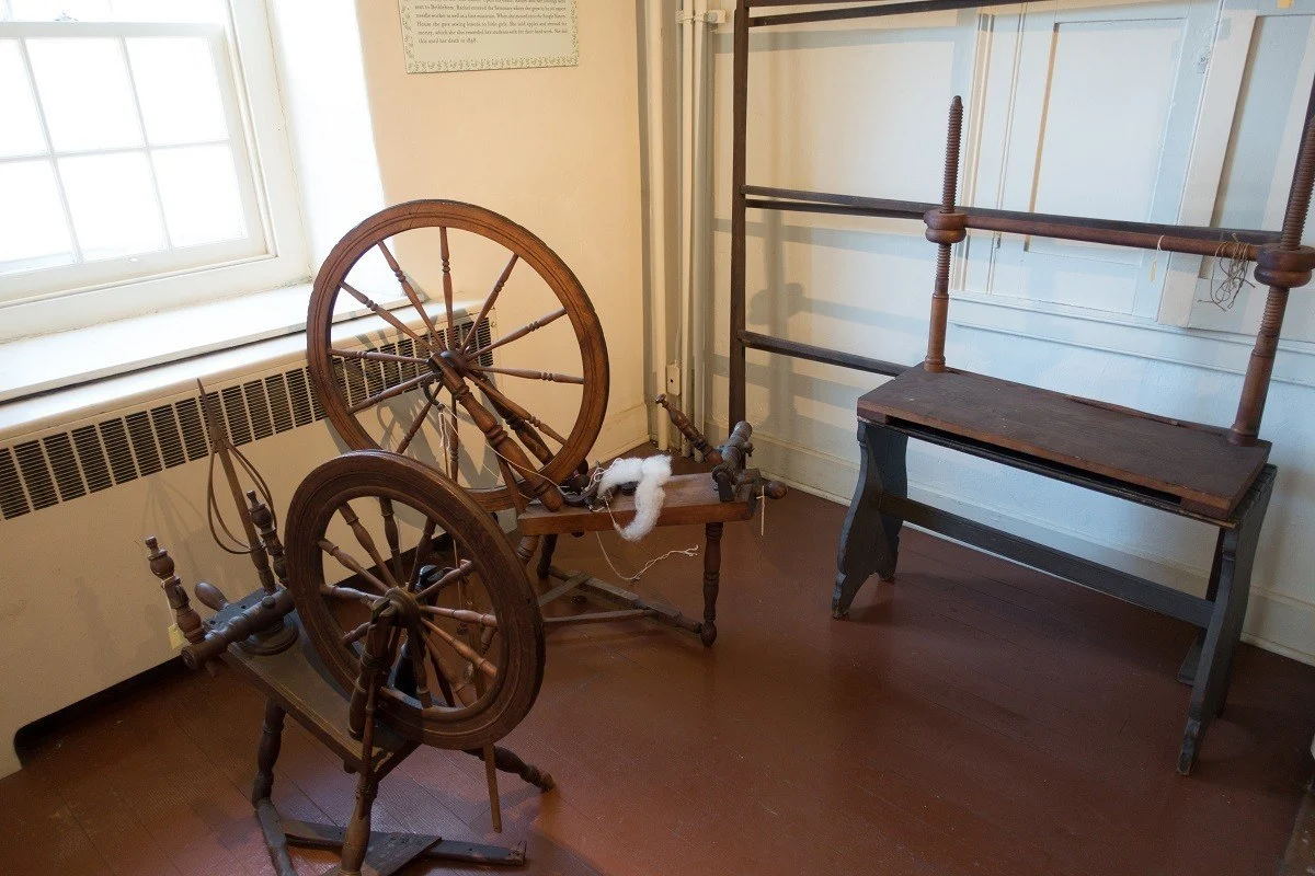 Spinning wheels in the Moravian Single Sisters' House