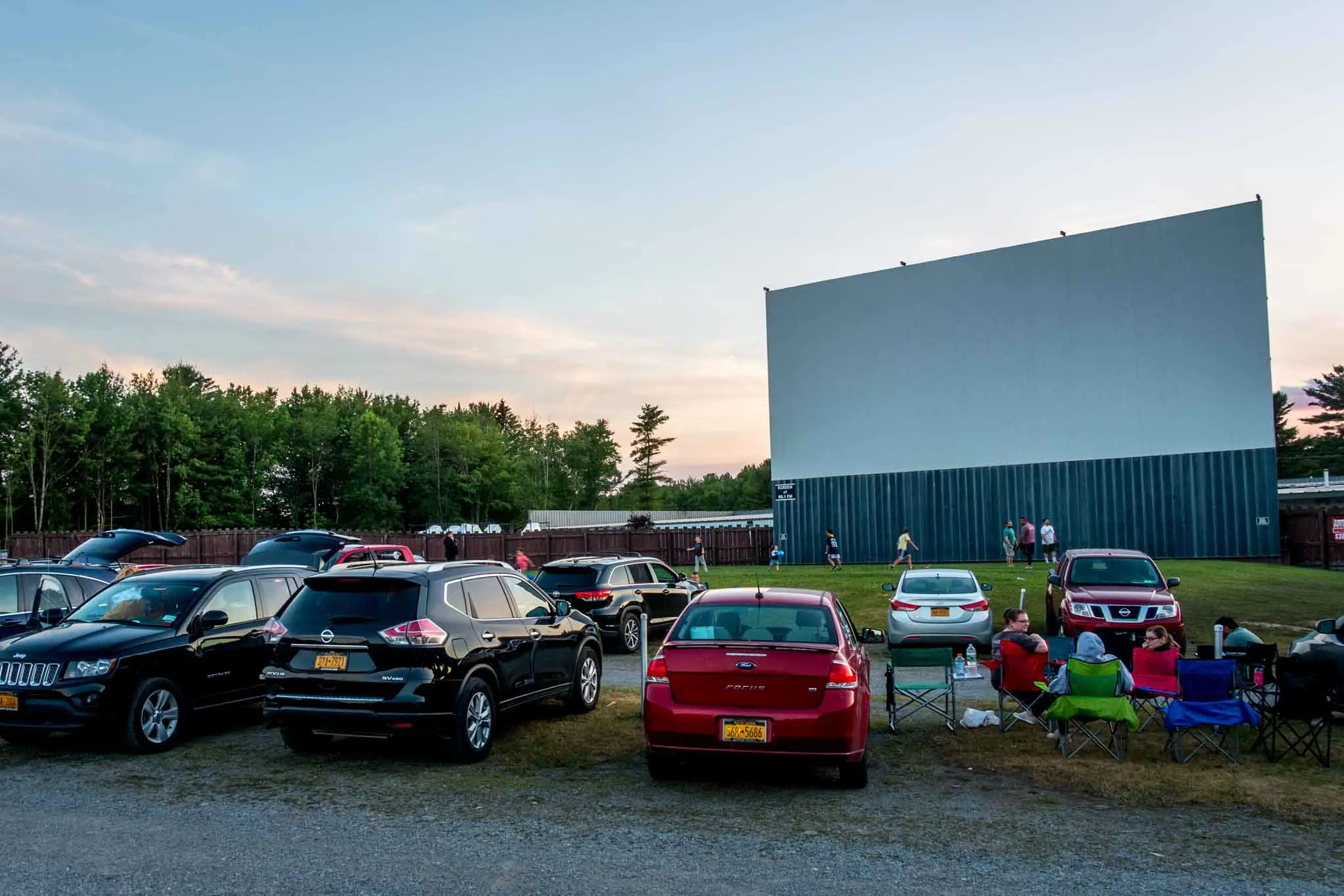 Cars waiting for a drive-in movie