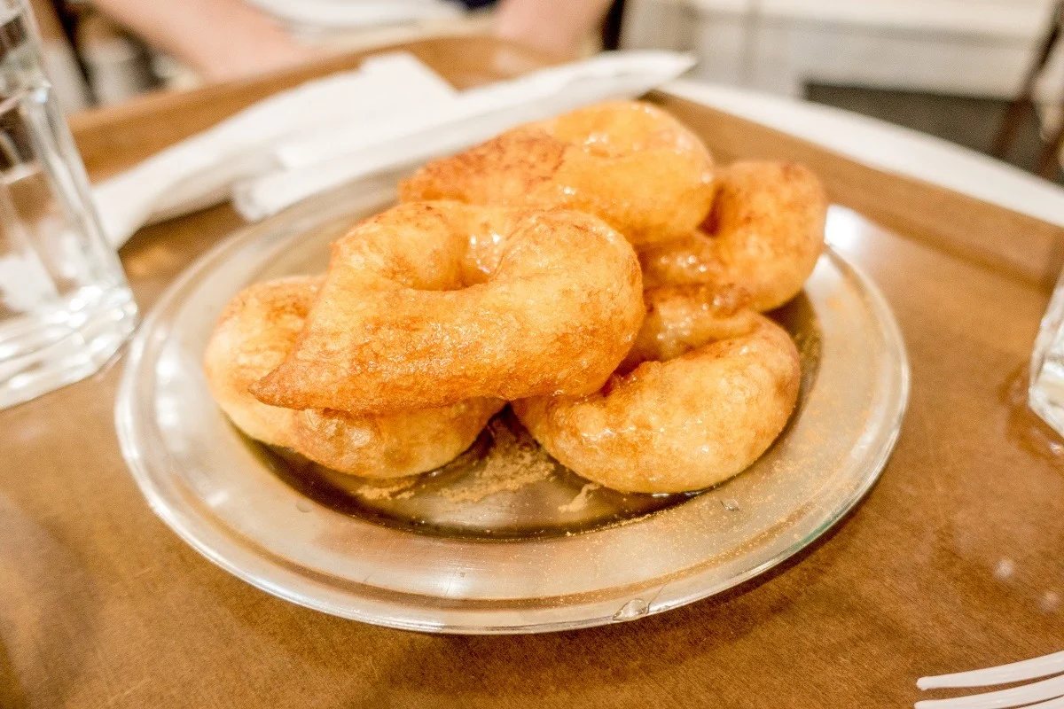 Golden fried donuts on a plate 