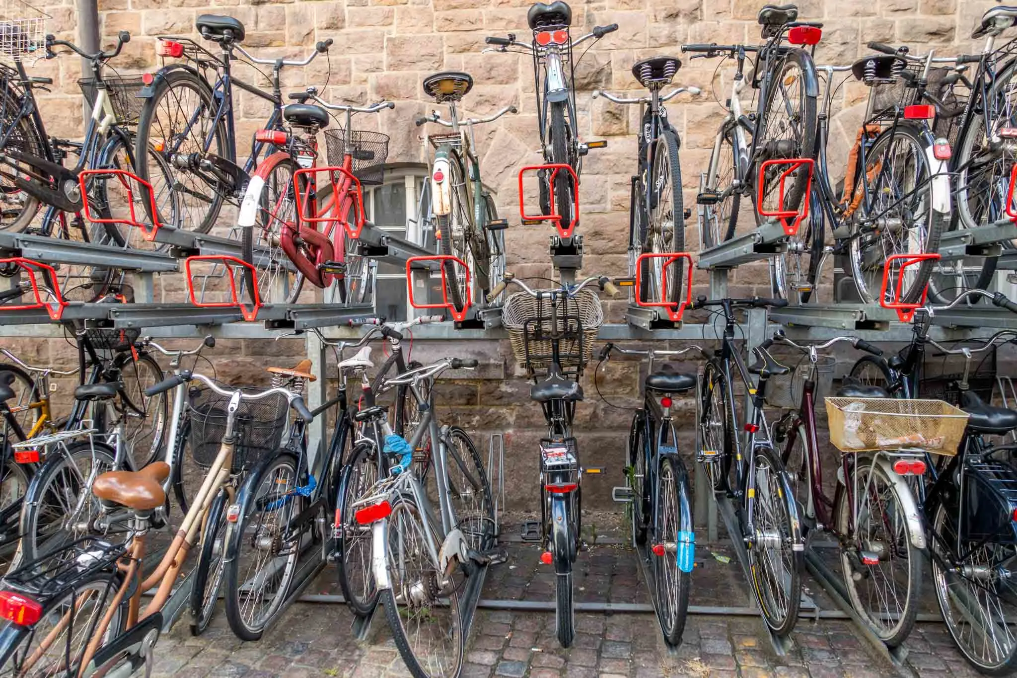 Racks full of bicycles