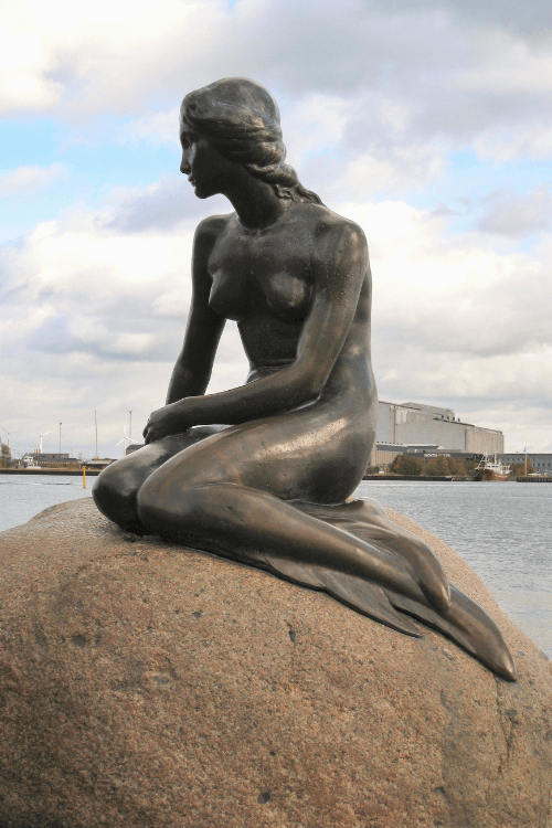 Statue of a mermaid  on a rock