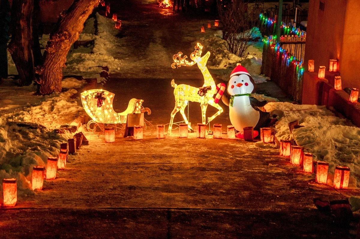 Paper lanterns and Christmas display