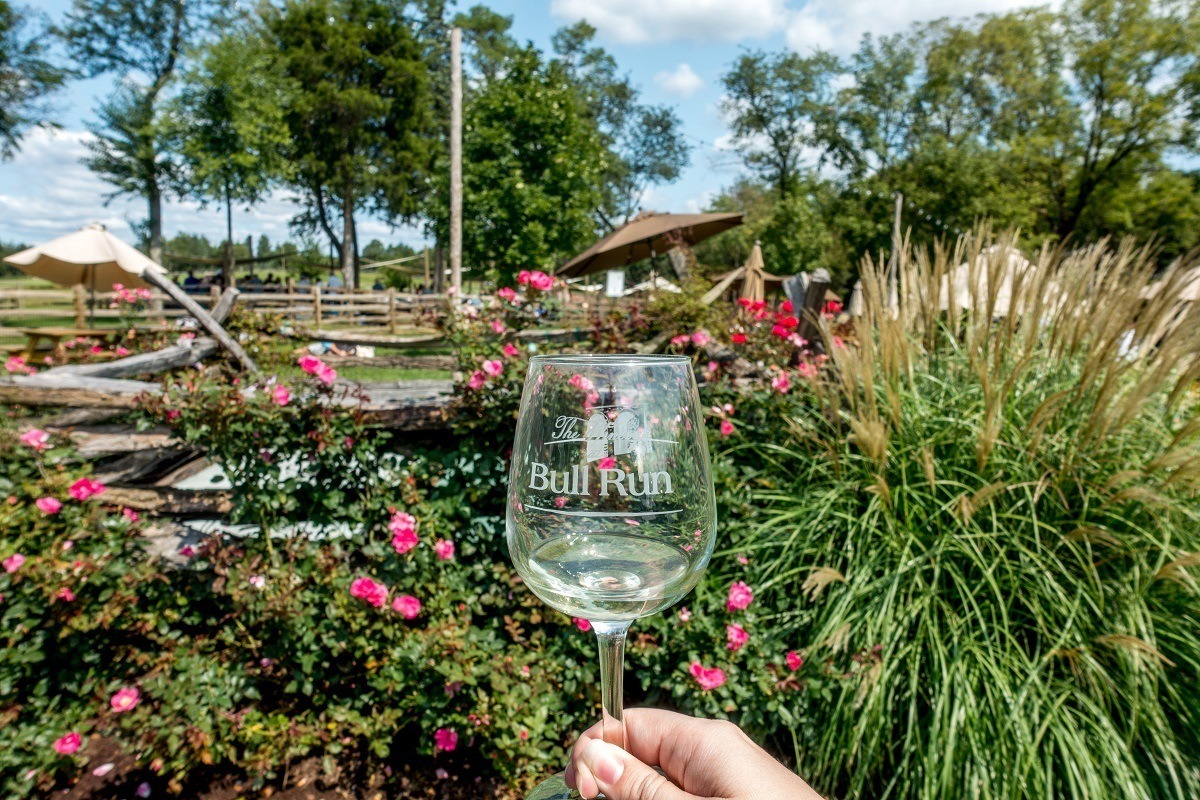 Wine glass at Winery at Bull Run, one of the northern Virginia wineries