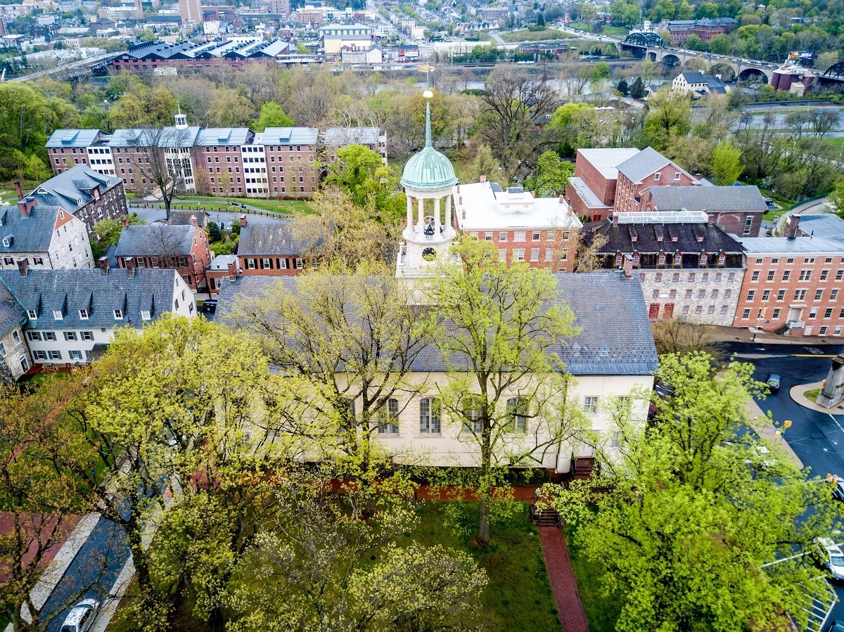The Moravian sites of Bethlehem, Pennsylvania, from above