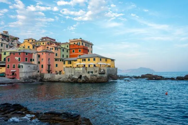 Colorful buildings by the ocean