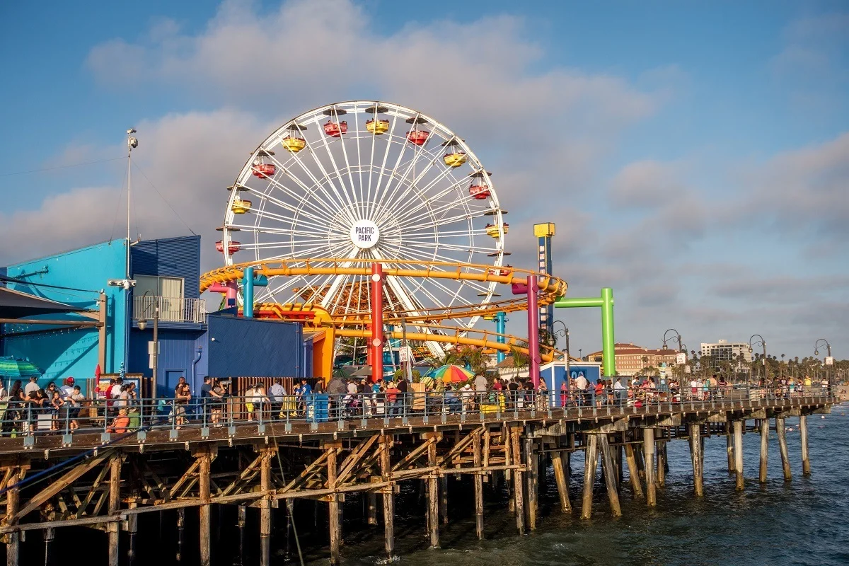 Ferris wheel near a pier