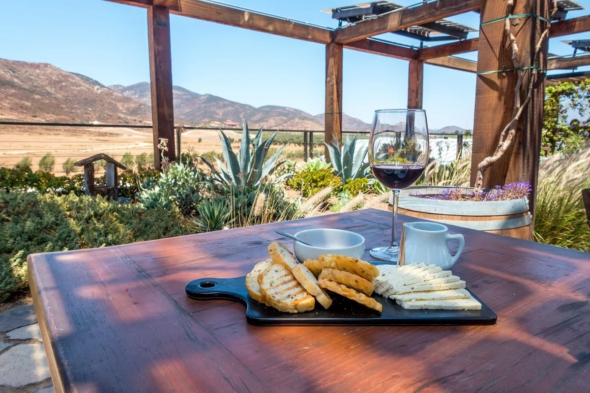 Wine and snacks in Valle de Guadalupe, Mexico