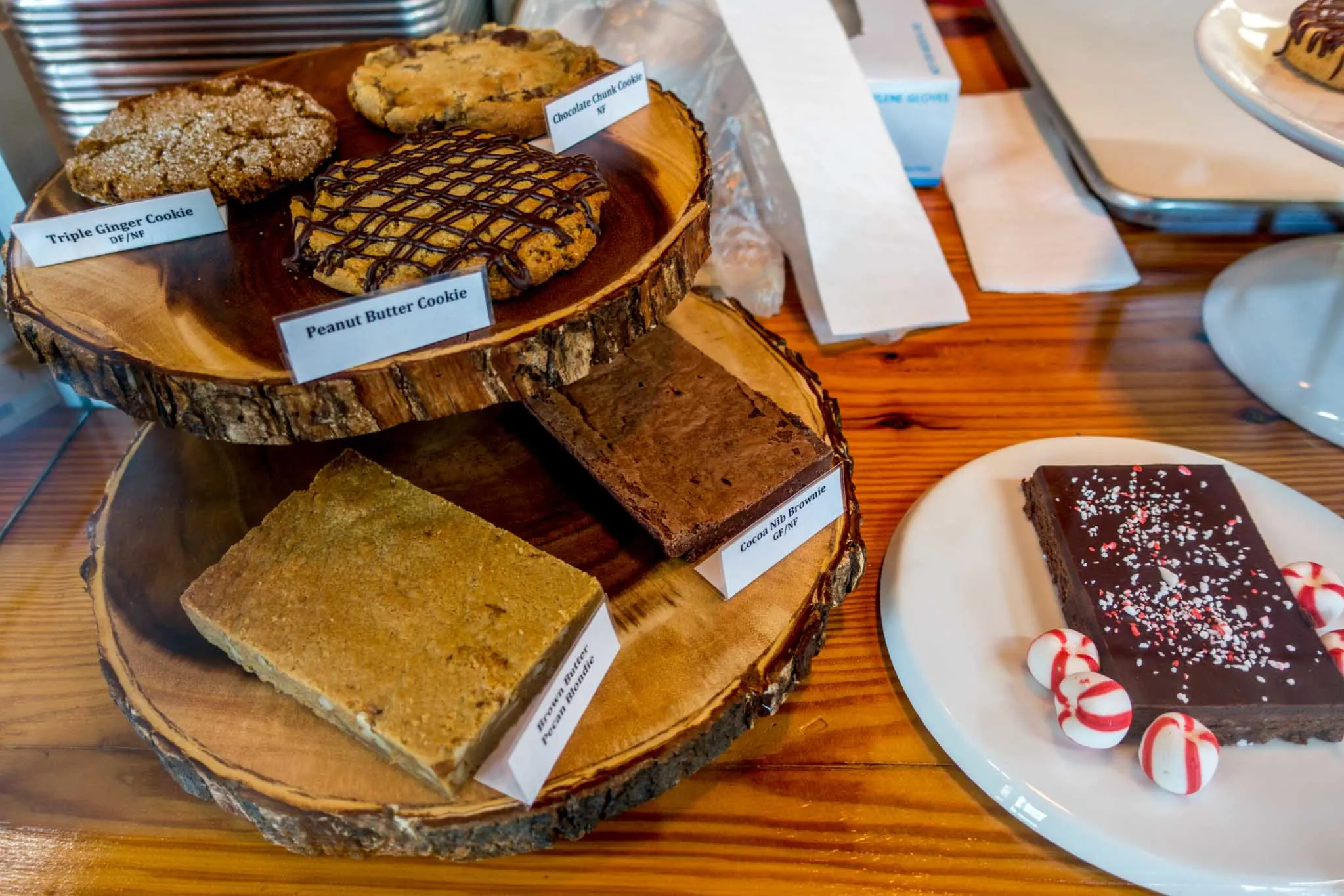Cookies and brownies for sale at a chocolate store