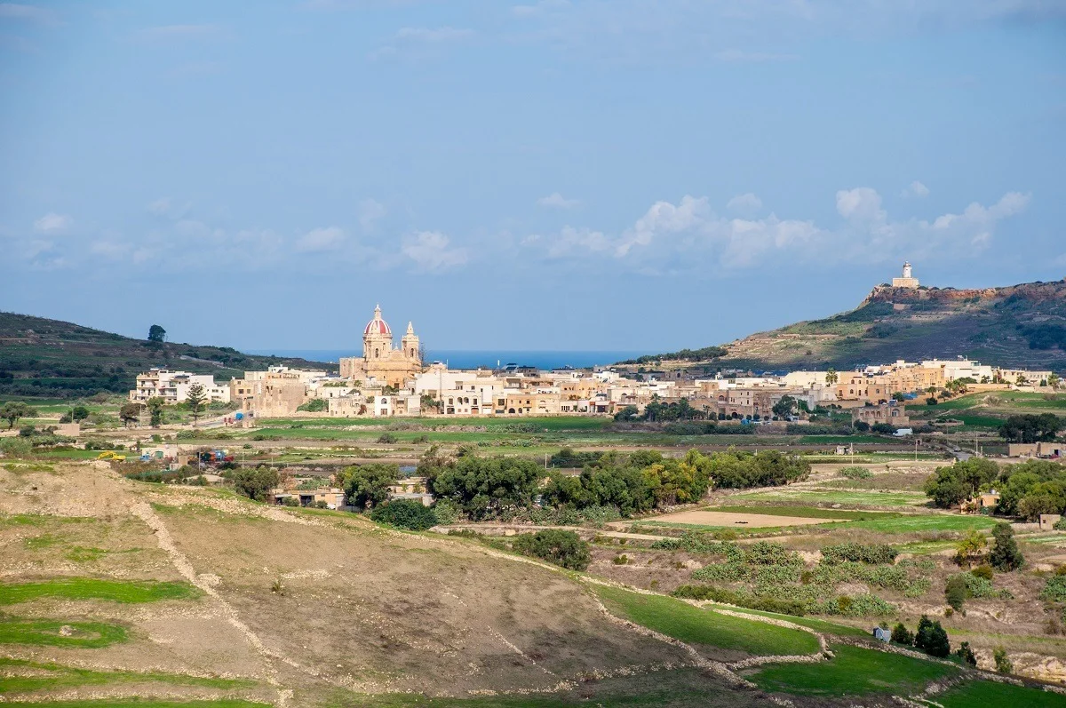 Panoramic view of a city in the countryside of Gozo