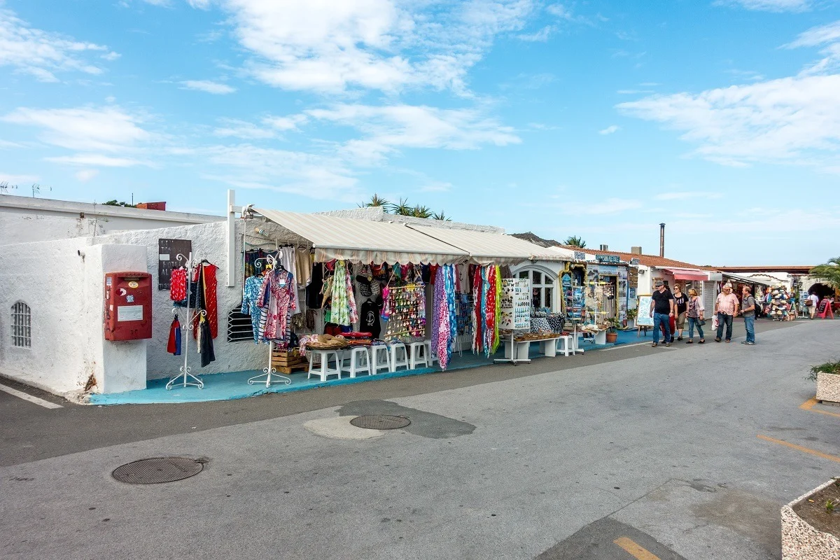 Small shops in the beach town of Porto di Levante on Vulcano Island