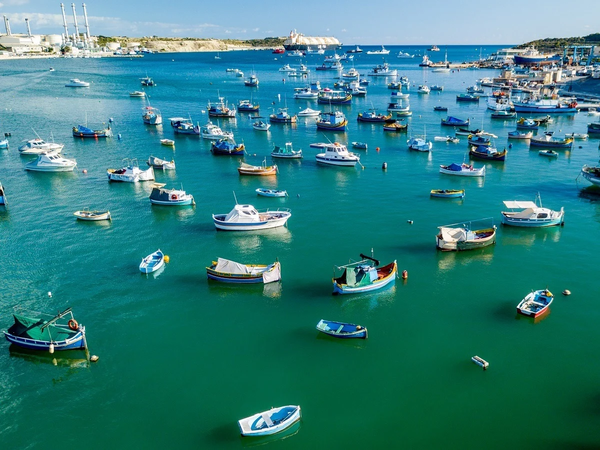 Harbor of Marsaxlokk filled with boats