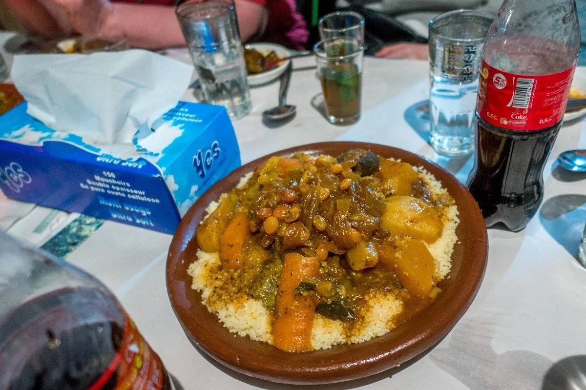 Traditional couscous and tfaya in Marrakech 